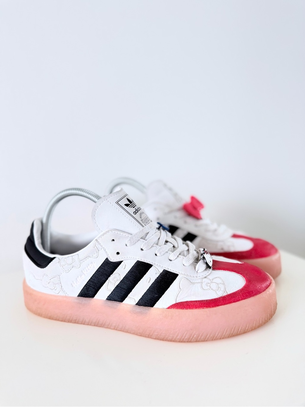 Adidas Originals Hello Kitty Platform Sneakers White Red size US 8 Y2K - Picture 2 of 9